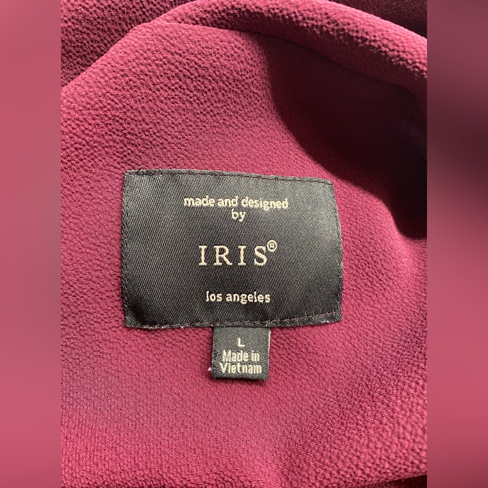 Iris Los Angeles Purple Long Open Ruffle Cardigan Swim Cover up Duster Large/L F - Picture 6 of 8